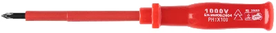 Отвертка изолированная 1000 В, CrV сталь, пластиковая ручка РН1 х 100 мм