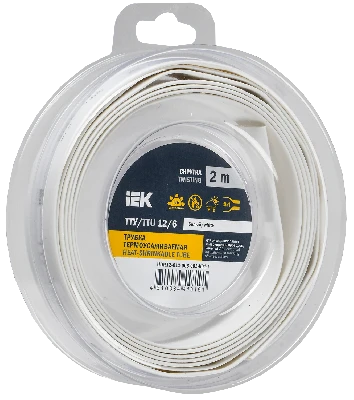 Трубка термоусадочная ТТУ нг-LS 12/6 белая (2м/упак) IEK