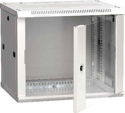 Шкаф настенный 19' LINEA W 6U 600x450мм стеклянная дверь RAL7035