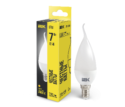 Лампа светодиодная LED 7вт Е14 тепло-белый матовая свеча на ветру ECO